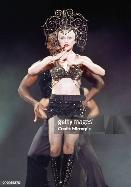 Madonna in concert. The Girlie Show World Tour, Wembley Stadium, 25th September 1993.