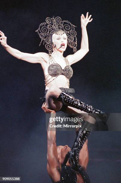 Madonna in concert. The Girlie Show World Tour, Wembley Stadium, 25th September 1993.