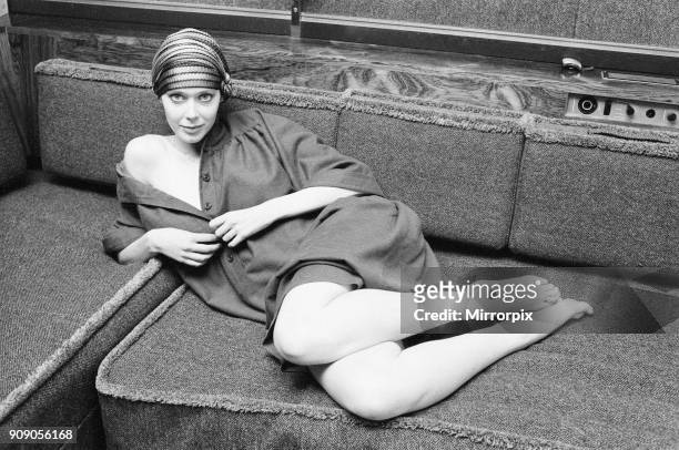 Sylvia Kristel, Dutch actress in the UK to promote new film, Emmanuelle, pictured relaxing in her hotel room after arriving , London, Friday 24th...