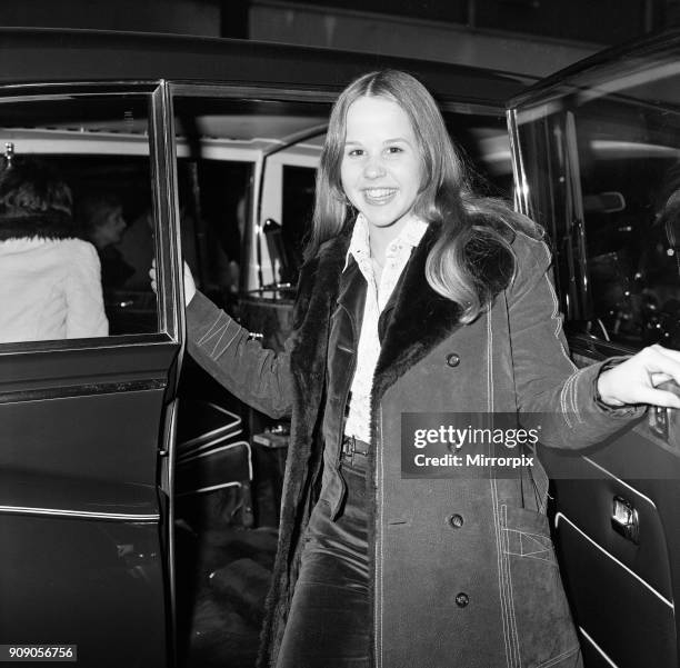 Linda Blair, aged 15, who is the child star of the film 'The Exorcist'. Pictured at Heathrow Airport. Linda is in the UK for a week of press and TV...