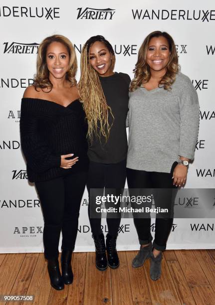 Marti Hines, Meagan Good and Lolo Wood attend the WanderLuxxe House with Apex Social Club and Tesla presents A BOY. A GIRL. AND A DREAM Premiere...