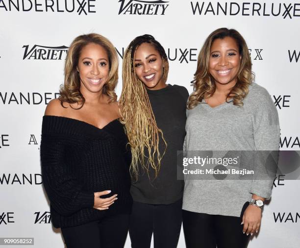 Marti Hines, Meagan Good and Lolo Wood attend the WanderLuxxe House with Apex Social Club and Tesla presents A BOY. A GIRL. AND A DREAM Premiere...