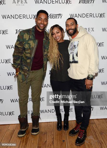 Jay Ellis, Meagan Good and Omari Hardwick attend the WanderLuxxe House with Apex Social Club and Tesla presents A BOY. A GIRL. AND A DREAM Premiere...