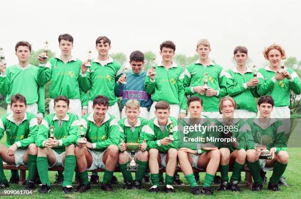 Billingham Synthonia U16 Football Club, Photo-call with cups and trophies after hat trick of wins including the Teesside Lions League, The Durham Cup...