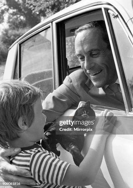 Jeremy Thorpe with his four year old son Rupert, pictured near his cottage near Barnstaple, 12th September 1973.