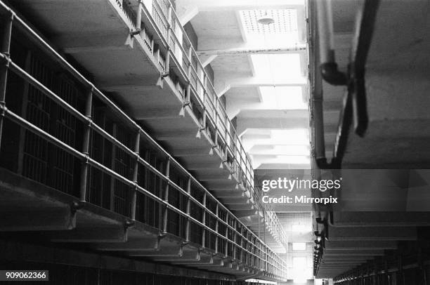 Interior of a cell block in Alcatraz prison, San Francisco Bay. September 1979 The prison was originally built by the US Army in 1910 and handed over...