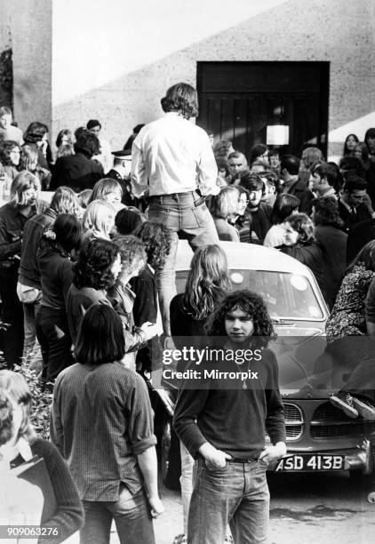 Students protesting during the Queen's visit to Stirling University. Student leaders said they were protesting against the £1200 the University...