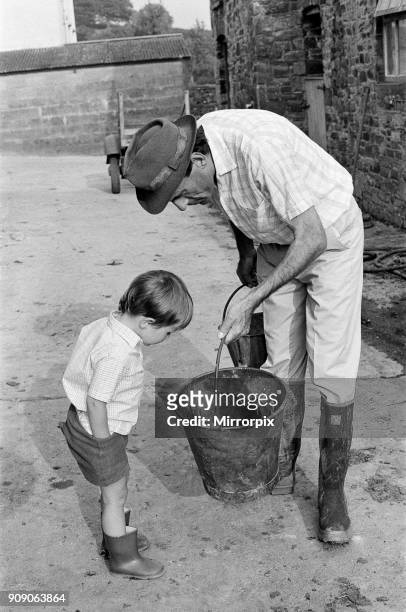 Jeremy Thorpe holidaying at home at his thatched cottage near Cobbaton, Umberleigh, Devon. Pictured, Jeremy Thorpe with his son Rupert, 30th August...