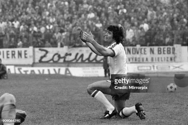 Kevin Keegan goes down on his knees, but his prayers were not answered. Czechoslovakia v England, UEFA European Championship Group 1. Final score 2-1...