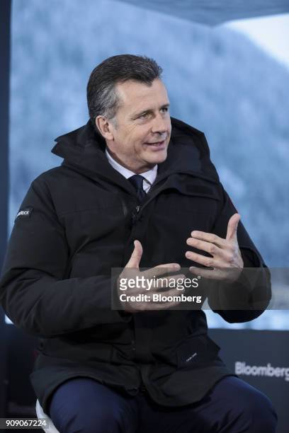 Philipp Hildebrand, vice chairman of Blackrock Inc., gestures as he speaks during a Bloomberg Television interview on the opening day of the World...