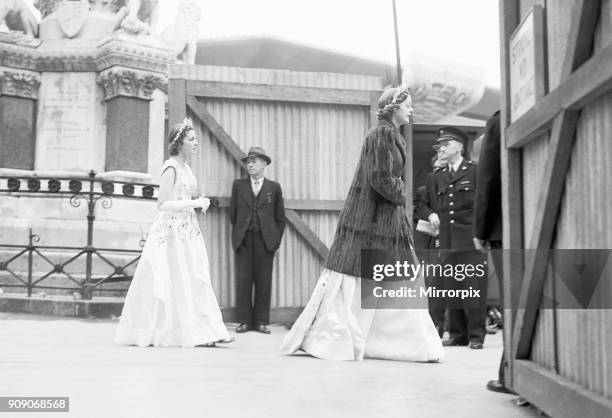 Coronation 1953 full dress rehearsal at Westminster Abbey, London, Friday 29th May 1953. Our picture shows . The Queens Maids on Honour, Lady Jane...