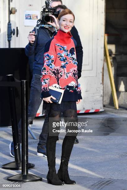 Audrey Marnay is seen arriving at Chanel Fashion show during Paris Fashion Week : Haute Couture Spring/Summer 2018 on January 23, 2018 in Paris,...