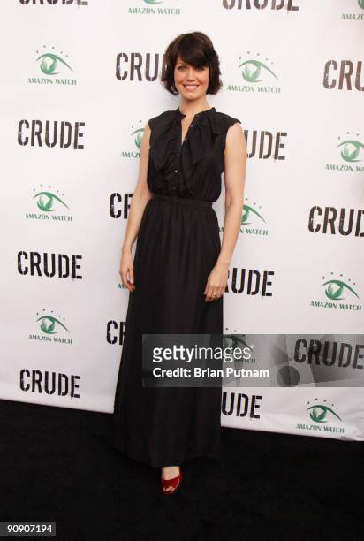 Actress Bellamy Young arrives for the screening of the film 'CRUDE' at Harmony Gold Theatre on September 17, 2009 in Los Angeles, California.