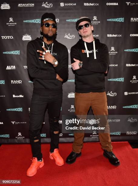 Rapper Famous Kid Brick and Josh McKenzie attend the Gamechanger Films reception at the RAND Luxury Escape during the 2018 Sundance Film Festival at...