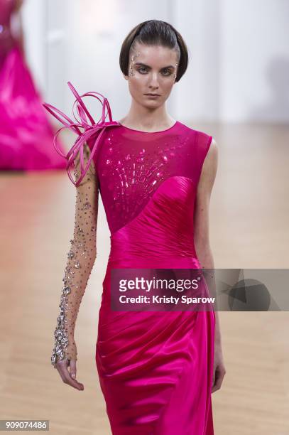 Model walks the runway during the On Aura Tout Vu Spring Summer 2018 show as part of Paris Fashion Week on January 22, 2018 in Paris, France.