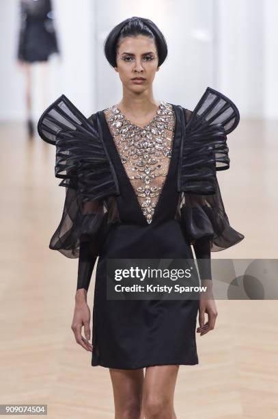 Model walks the runway during the On Aura Tout Vu Spring Summer 2018 show as part of Paris Fashion Week on January 22, 2018 in Paris, France.