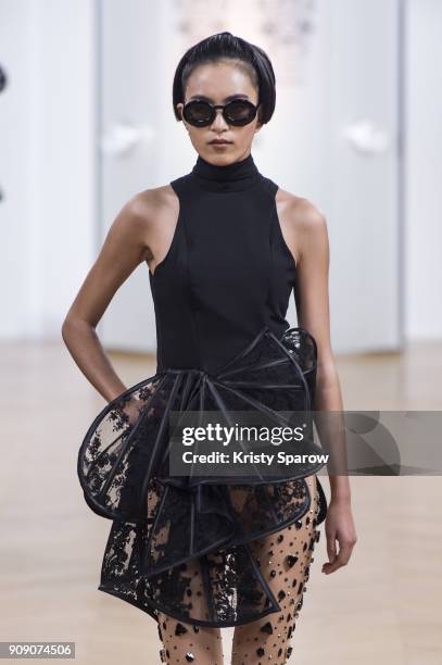 Model walks the runway during the On Aura Tout Vu Spring Summer 2018 show as part of Paris Fashion Week on January 22, 2018 in Paris, France.