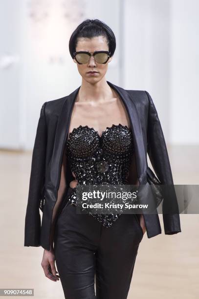 Model walks the runway during the On Aura Tout Vu Spring Summer 2018 show as part of Paris Fashion Week on January 22, 2018 in Paris, France.