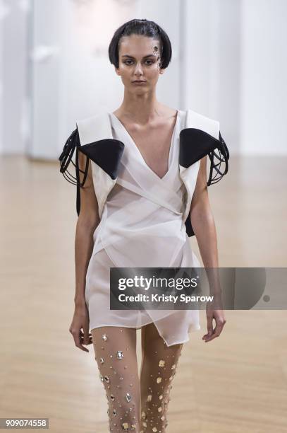 Model walks the runway during the On Aura Tout Vu Spring Summer 2018 show as part of Paris Fashion Week on January 22, 2018 in Paris, France.