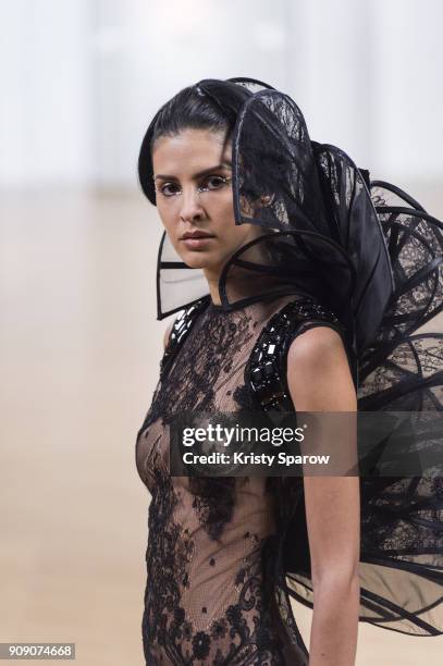 Model walks the runway during the On Aura Tout Vu Spring Summer 2018 show as part of Paris Fashion Week on January 22, 2018 in Paris, France.