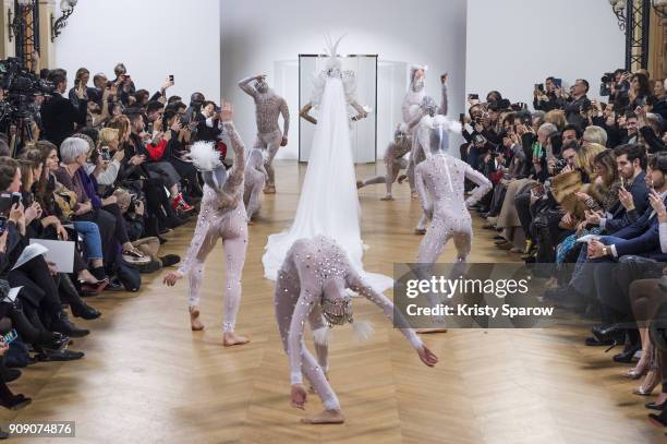 Models walk the runway during the On Aura Tout Vu Spring Summer 2018 show as part of Paris Fashion Week on January 22, 2018 in Paris, France.