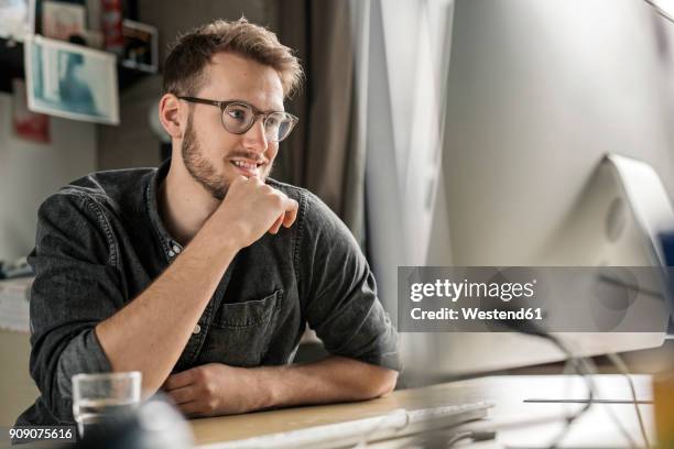 6,017 Man Using Desktop Computer At Home Stock Photos, High-Res ...