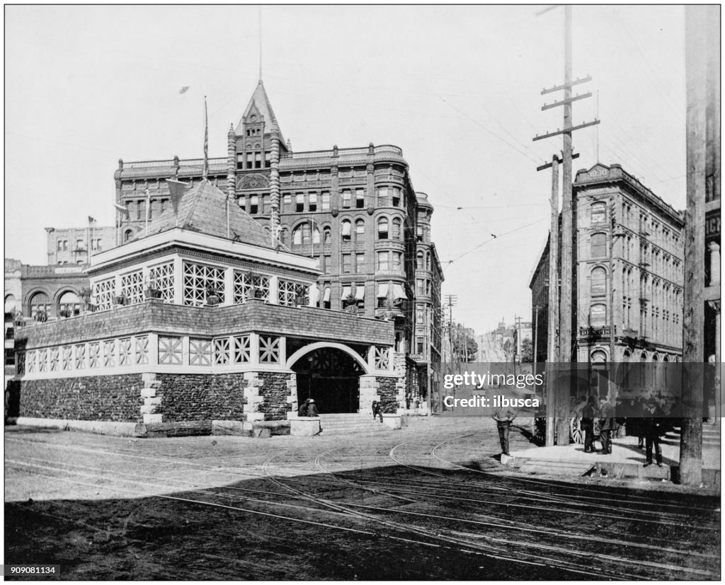 Antique photograph of World's famous sites: James Street, Seattle, Washington