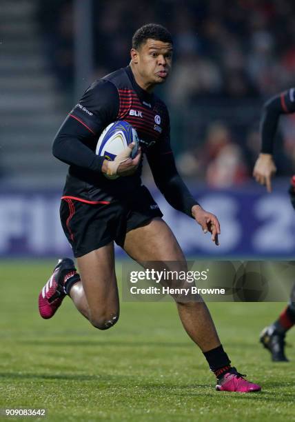 Nathan Earle of Saracens during the European Rugby Champions Cup match between Saracens and Northampton Saints at Allianz Park on January 20, 2018 in...