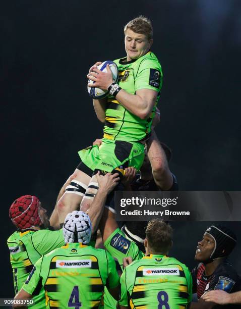 David Ribbans of Northampton Saints during the European Rugby Champions Cup match between Saracens and Northampton Saints at Allianz Park on January...