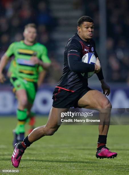 Nathan Earle of Saracens during the European Rugby Champions Cup match between Saracens and Northampton Saints at Allianz Park on January 20, 2018 in...