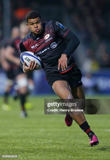 Nathan Earle of Saracens during the European Rugby Champions Cup match between Saracens and Northampton Saints at Allianz Park on January 20, 2018 in...