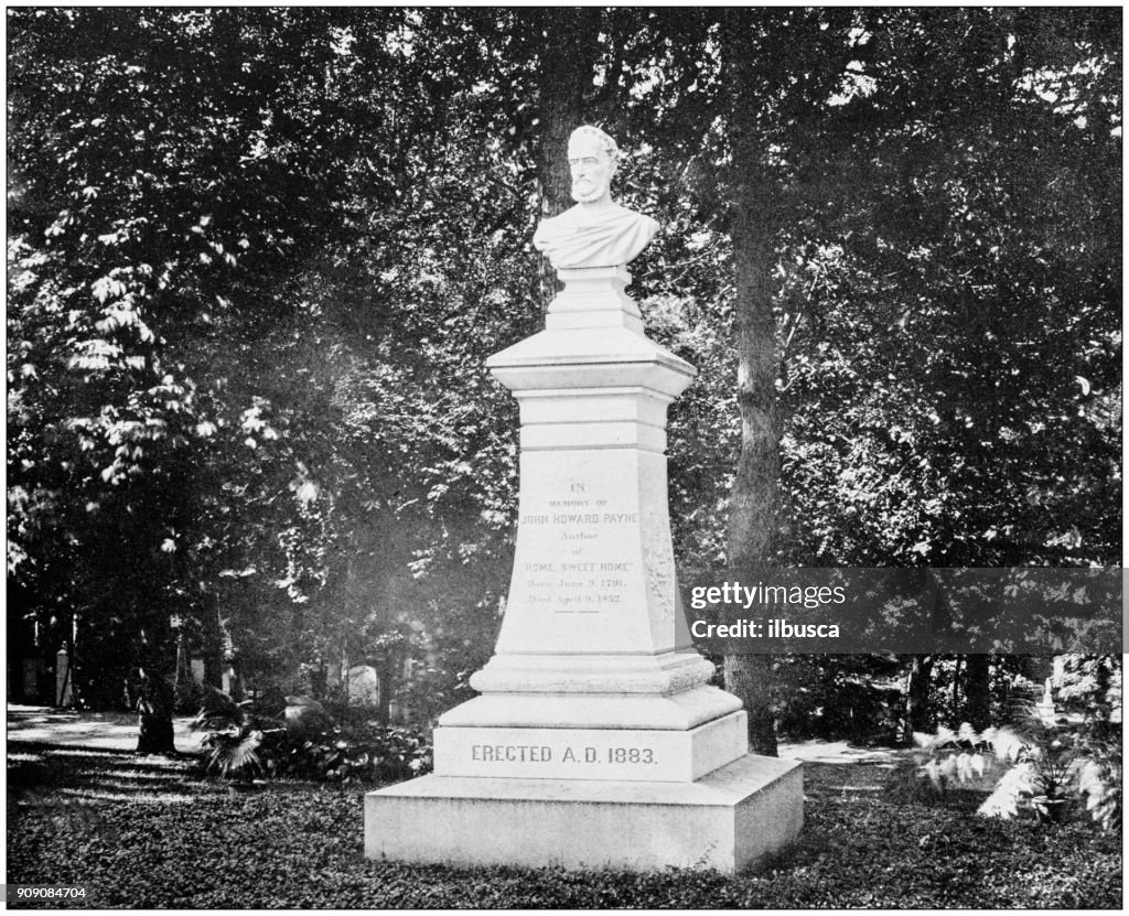 Antique photograph of World's famous sites: John Howard Payne's Monument, Oak Hill Cemetery, Georgetown, District of Columbia