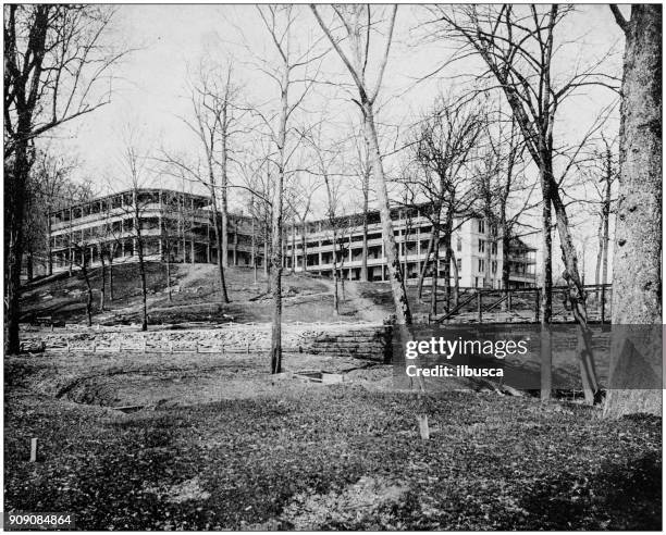 antique photograph of world's famous sites: sulphur springs at west baden and french lick, indiana - west baden stock illustrations