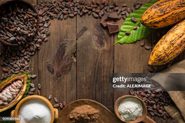cacao samenstelling met kopie ruimte - legume table stockfoto's en -beelden