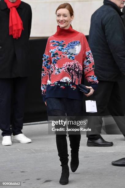 Audrey Marnay is seen arriving at Chanel Fashion show during Paris Fashion Week : Haute Couture Spring/Summer 2018 on January 23, 2018 in Paris,...