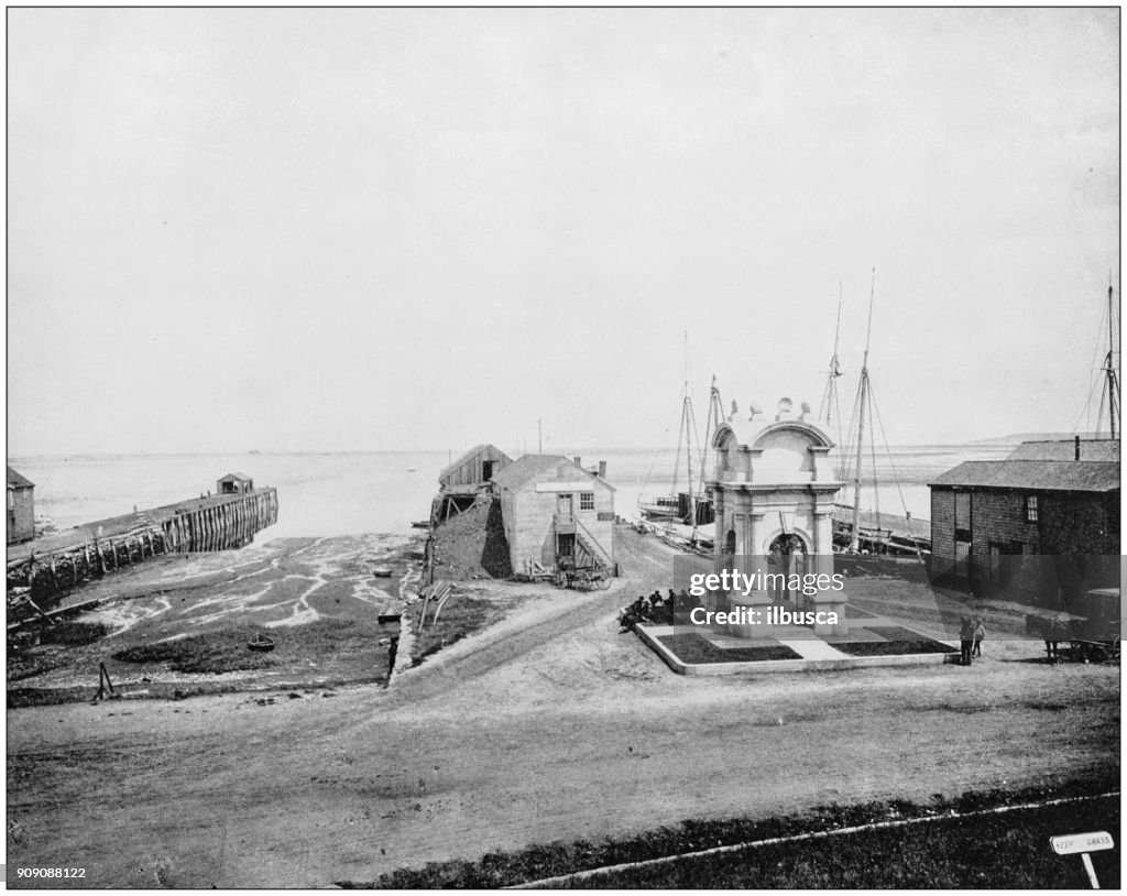 Antique photograph of World's famous sites: Plymouth Rock, Plymouth, Massachusetts