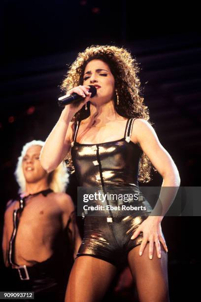Gloria Estefan performing with Miami Sound Machine at Madison Square Garden in New York City on September 27, 1991.