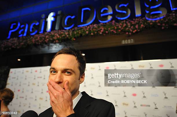 Actor Jim Parsons reacts as he arrives for the 61st Primetime Emmy Awards outstanding performance nominees reception in West Hollywood, California on...