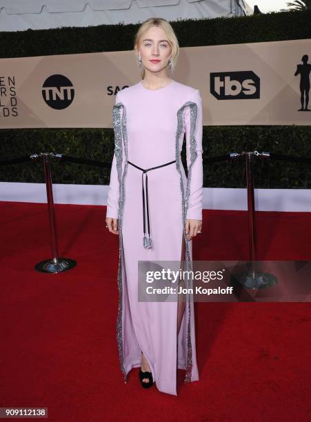 Actor Saoirse Ronan attends the 24th Annual Screen Actors Guild Awards at The Shrine Auditorium on January 21, 2018 in Los Angeles, California.