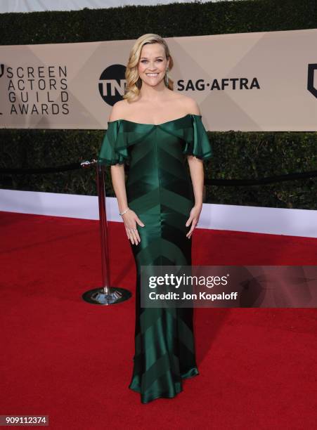 Actor Reese Witherspoon attends the 24th Annual Screen Actors Guild Awards at The Shrine Auditorium on January 21, 2018 in Los Angeles, California.