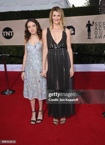 Jaya Harper and actor Laura Dern attend the 24th Annual Screen Actors Guild Awards at The Shrine Auditorium on January 21, 2018 in Los Angeles,...