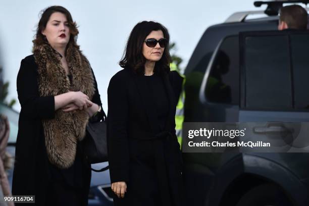 Ali Hewson, the wife of Bono from U2 arrives outside St Ailbe's parish church in Ballybricken ahead of Dolores O'Riordan's funeral on January 23,...