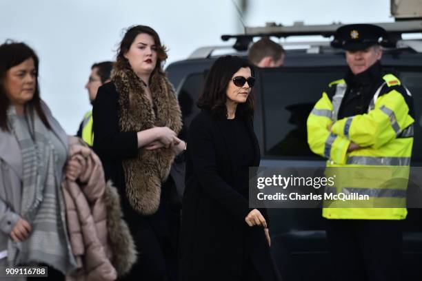 Ali Hewson, the wife of Bono from U2 arrives outside St Ailbe's parish church in Ballybricken ahead of Dolores O'Riordan's funeral on January 23,...