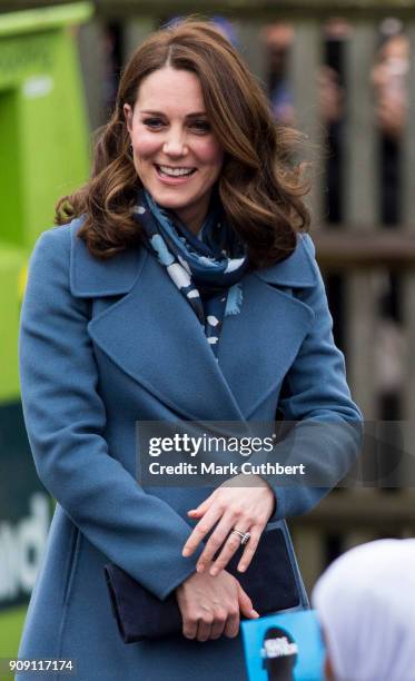 Catherine, Duchess of Cambridge visits Roe Green Junior School on January 23, 2018 in London, England. The Duchess was there to launch a programme...