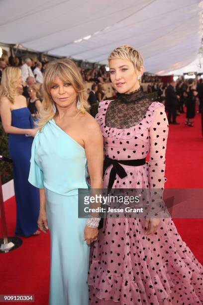 Actors Goldie Hawn and Kate Hudson attend the 24th Annual Screen Actors Guild Awards at The Shrine Auditorium on January 21, 2018 in Los Angeles,...