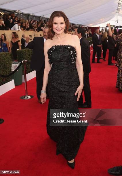 Actor Geena Davis attends the 24th Annual Screen Actors Guild Awards at The Shrine Auditorium on January 21, 2018 in Los Angeles, California.