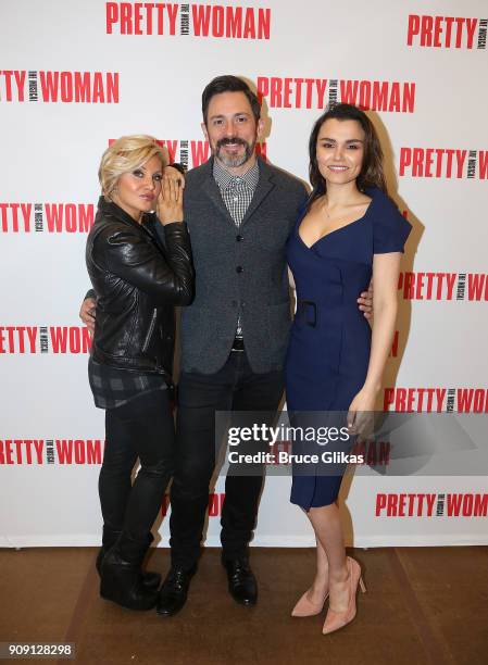 Orfeh, Steve Kazee and Samantha Barks pose at a photo call for the new Broadway bound musical based on the hit iconic film "Pretty Woman" at The New...