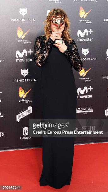 Enma Suarez receives the Best actress Award during Feroz Awards 2018 at Magarinos Complex on January 22, 2018 in Madrid, Spain.