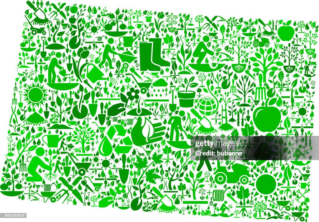 Colorado Garden and Gardening Vector Icon Pattern