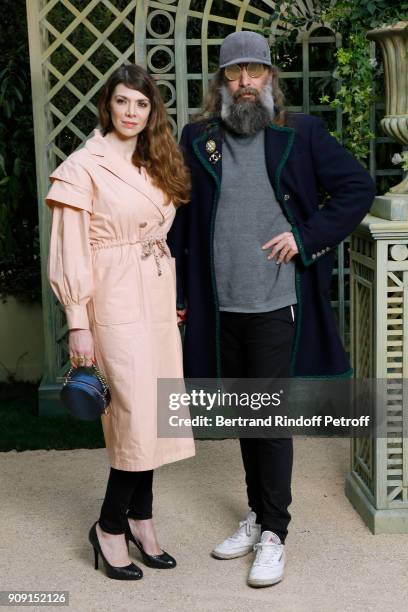 Sebastien Tellier and Amandine de la Richardiere attend the Chanel Haute Couture Spring Summer 2018 show as part of Paris Fashion Week on January 23,...